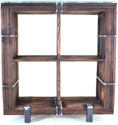 Kommode Schrank Sideboard BORYSLAW Massivholz TV Board Loft Vintage Bar Industrie Design Handmade Holz Glas Metall (120 x 130 cm)
