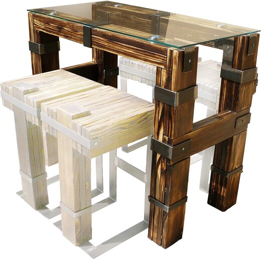 Esstisch Set DROHOBYCZ Handmade aus Holz und Metall 120 x 60 cm Tisch
