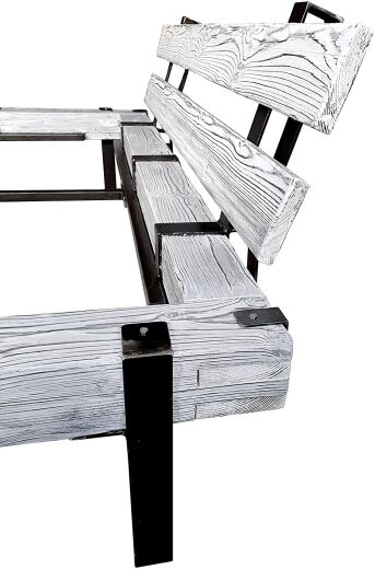 Massivholzbett Balkenbett LEMBERG Weiß Handmade aus Holz Metall 90x200 cm