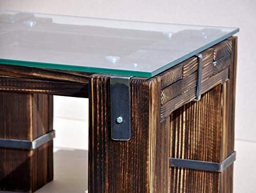Couchtisch DROHOBYCZ  Handmade aus Holz Glas Metall 30 cm 60x60 cm