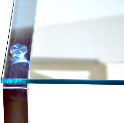 Bürotisch GLAS Edelstahl Glas 140x60 cm