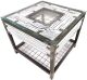 Couchtisch HALICZ Weiß Loft Handmade aus Holz Glas Stahl 56x56 cm