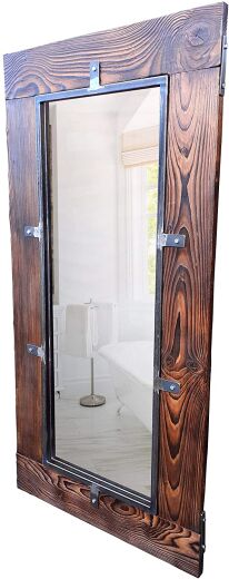 Spiegel Holzspiegel LEMBERG Handmade aus Holz Stahl 80 cm 60 cm