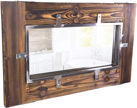 Spiegel Holzspiegel LEMBERG Handmade aus Holz Stahl 80 cm 120 cm