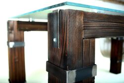 Esstisch DROHOBYCZ Loft Handmade aus Holz Glas 120x80 cm