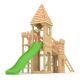 Torre giochi - Castello dei cavalieri "XXL 150" - 3x torri di arrampicata, verde lungo scivolo, altalena doppia