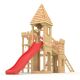 Play tower - Knights castle "XXL 150" - 3x climbing towers, long red slide, double swing