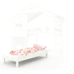 ALPIN CHALET - Lit Enfant, Lit Superposé - Ensemble Complet + Lit Gigogne + Étagère Inférieure + Étagère Supérieure + Petite Porte Blanche