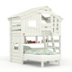 ALPIN CHALET - Lit Enfant, Lit Superposé - Ensemble Complet + Lit Gigogne + Étagère Inférieure + Étagère Supérieure + Petite Porte Blanche