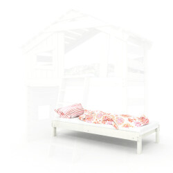 ALPIN CHALET - Child’s Bed, Bunk Bed - Full Set + Trundle Bed + Lower Shelf + Upper Shelf + Small Door White/Green