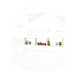 ALPIN CHALET - Child’s Bed, Bunk Bed - Full Set + Trundle Bed + Lower Shelf + Upper Shelf + Small Door White/Green