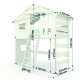 ALPIN CHALET - Child’s Bed, Bunk Bed - Full Set + Trundle Bed + Lower Shelf + Upper Shelf + Small Door White/Green