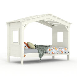 DOLCE NIDO Childrens Bed, Play Bed, Youth Bed, Playhouse, Solid Pine, White