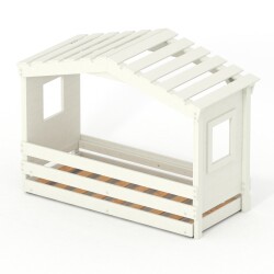 DOLCE NIDO childrens bed, play bed, youth bed, playhouse, solid pine, white, with pull-out bed