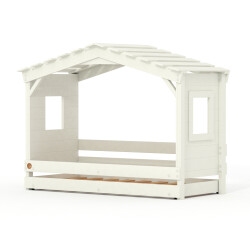 DOLCE NIDO childrens bed, play bed, youth bed, playhouse, solid pine, white, with pull-out bed