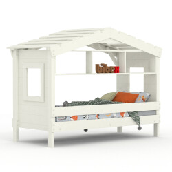 DOLCE NIDO childrens bed, play bed, youth bed, playhouse, solid pine, white, with shelf