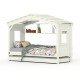 DOLCE NIDO childrens bed, play bed, youth bed, playhouse, solid pine, white, with shelf and pull-out bed