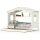 DOLCE NIDO childrens bed, play bed, youth bed, playhouse, solid pine, white, with shelf and pull-out bed