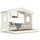 DOLCE NIDO childrens bed, play bed, youth bed, playhouse, solid pine, white, with shelf and pull-out bed