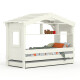 DOLCE NIDO childrens bed, play bed, youth bed, playhouse, solid pine, white, with shelf and pull-out bed