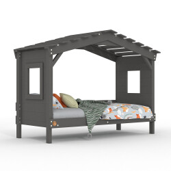 DOLCE NIDO letto per bambini, letto da gioco, letto per ragazzi, casetta da gioco, pino massiccio, antracite