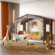 DOLCE NIDO letto per bambini, letto da gioco, letto per ragazzi, casetta da gioco, pino massiccio, antracite