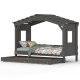 Hausbett DOLCE NIDO in Anthrazit – Kinderbett und Jugendbett mit Ausziehbett