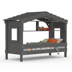 Hausbett DOLCE NIDO in Anthrazit – Kinderbett und Jugendbett mit Regal