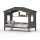 Hausbett DOLCE NIDO in Anthrazit – Kinderbett und Jugendbett mit Regal