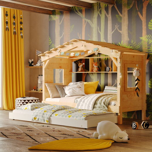 Hausbett DOLCE NIDO – Kinderbett und Jugendbett 100 % naturbelassen