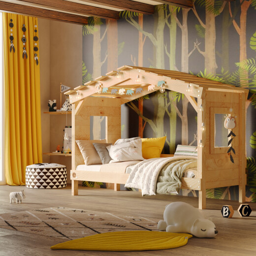 Hausbett DOLCE NIDO – Kinderbett und Jugendbett 100 % naturbelassen