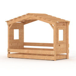 Hausbett DOLCE NIDO – Kinderbett und Jugendbett 100 % naturbelassen mit Ausziehbett