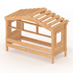 Hausbett DOLCE NIDO – Kinderbett und Jugendbett 100 % naturbelassen mit Regal