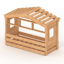DOLCE NIDO lit enfant, lit de jeu, lit adolescent, maisonnette de jeu, pin massif, finition 100% naturelle, avec étagère et lit gigogne