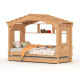 DOLCE NIDO lit enfant, lit de jeu, lit adolescent, maisonnette de jeu, pin massif, finition 100% naturelle, avec étagère et lit gigogne