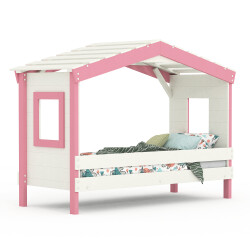 Hausbett DOLCE NIDO in Weiß/Rosa – Kinderbett und Jugendbett