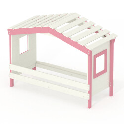 Hausbett DOLCE NIDO in Weiß/Rosa – Kinderbett und Jugendbett