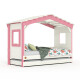 Hausbett DOLCE NIDO in Weiß/Rosa – Kinderbett und Jugendbett mit Ausziehbett