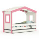 Hausbett DOLCE NIDO in Weiß/Rosa – Kinderbett und Jugendbett mit Ausziehbett