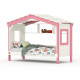 Hausbett DOLCE NIDO in Weiß/Rosa – Kinderbett und Jugendbett mit Regal