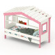 Hausbett DOLCE NIDO in Weiß/Rosa – Kinderbett und Jugendbett mit Regal