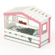 DOLCE NIDO childrens bed, play bed, youth bed, playhouse, solid pine, white/pink, with shelf and pull-out bed