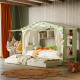 Hausbett DOLCE NIDO in Weiß/Grün – Kinderbett und Jugendbett
