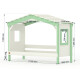 DOLCE NIDO lit enfant, lit de jeu, lit adolescent, maisonnette de jeu, pin massif, blanc/vert, avec étagère et lit gigogne