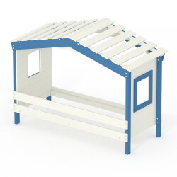Hausbett DOLCE NIDO in Weiß/Blau – Kinderbett und Jugendbett