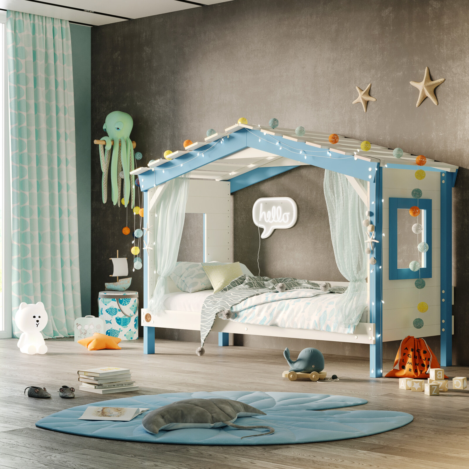 kinderbett spielzeug DOLCE NIDO Kinderbett, Spielbett, Jugendbett, Spielhaus, massive Kiefer