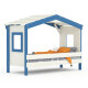 DOLCE NIDO Kinderbett, Spielbett, Jugendbett, Spielhaus, massive Kiefer, Weiss/Blau ohne Regal ohne Ausziehbett
