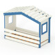 DOLCE NIDO letto per bambini, letto da gioco, letto per ragazzi, casetta da gioco, pino massiccio, bianco/blu senza scaffale con letto estraibile