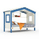DOLCE NIDO childrens bed, play bed, youth bed, playhouse, solid pine, white/blue without shelf with pull-out bed