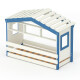 DOLCE NIDO childrens bed, play bed, youth bed, playhouse, solid pine, white/blue with shelf with pull-out bed